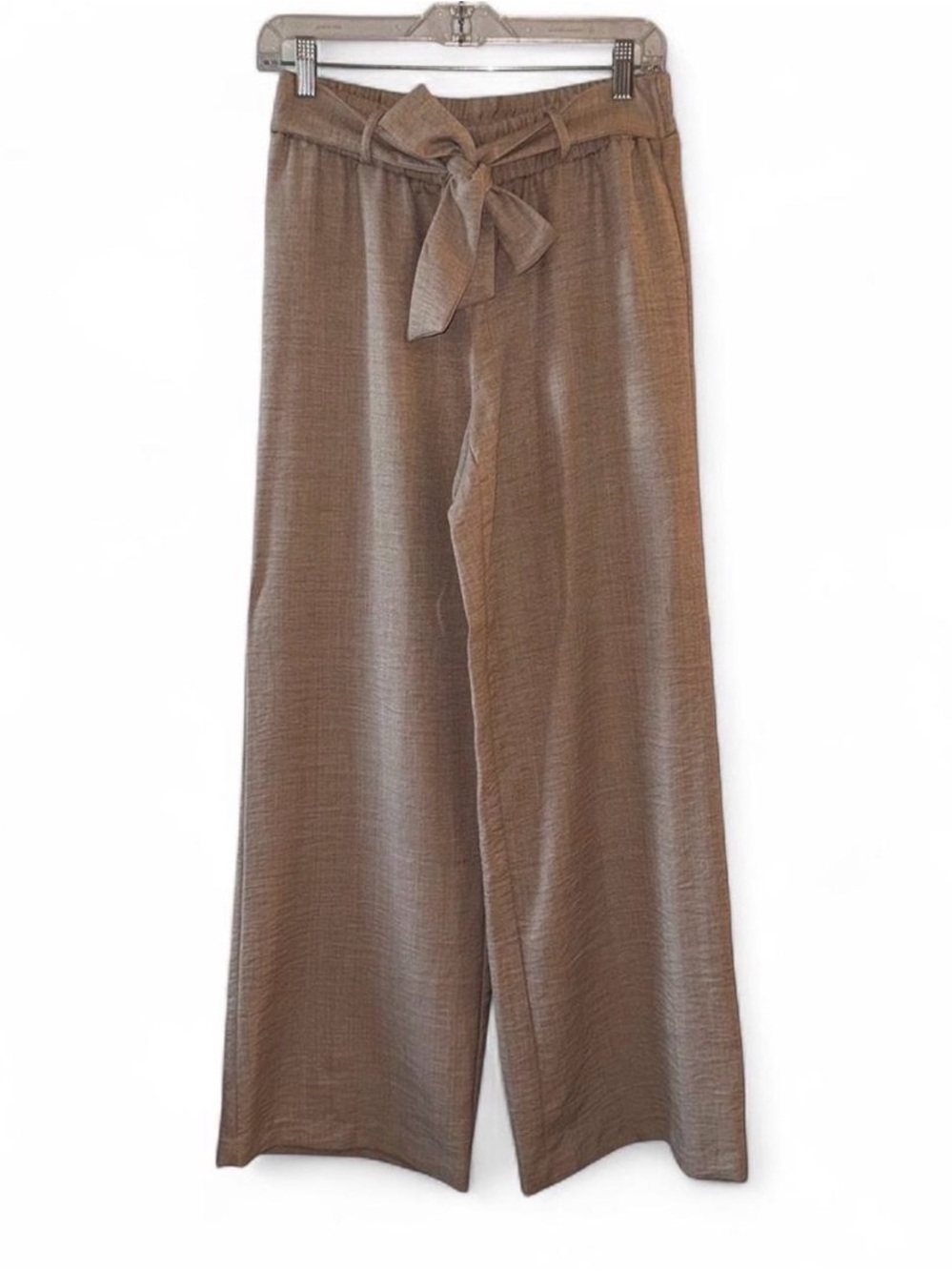 Tan Linen Tie-Waist Wide Leg Pant Size S